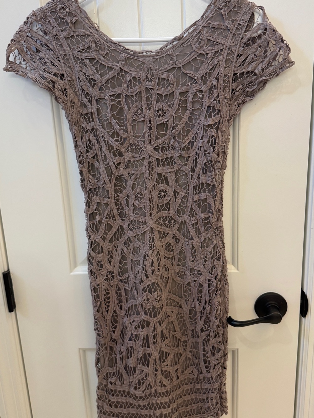 INC International Concepts Taupe Crochet Lace Shift Dress